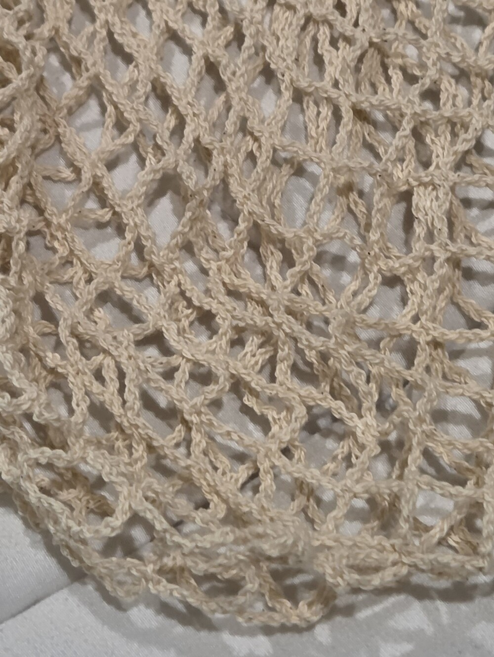 NWOT Cream Woven Cotton Mesh Net French Market String Tote - Picture 3 of 6
